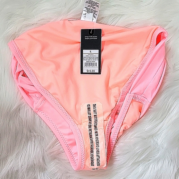 Coral Bikini BoHo Style Bandeau RuffleTop w/Lacey Cutouts NWT Fits M/L πΈπ΄ - Picture 6 of 8